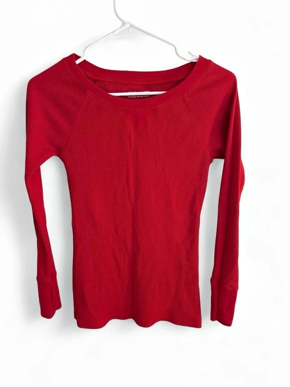 Old Navy Thermal-Knit Long-Sleeve Tee Ribbed Red Small